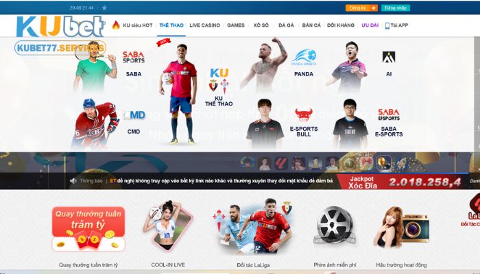Sảnh game cá cược thể thao Kubet